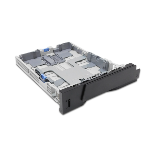 The RM1-9137 HP LaserJet M401/M425 250 Sheet Tray 2 Cassette is a refurbished gray plastic paper tray with a sleek black front, designed to guide paper into your printer. Ideal for anyone seeking quality printer enhancements.