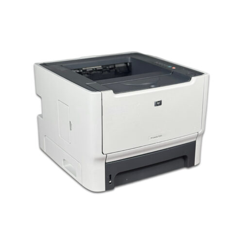 A refurbished HP LaserJet P2015 Monochrome Laser Printer CB366A features a compact, boxy design on a white background, with a bottom paper tray and top control buttons.