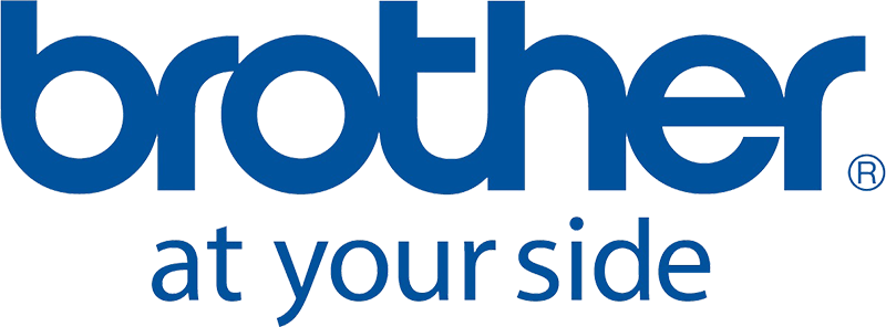 The image shows the Brother logo in blue. The word brother is in lowercase letters, and below it, the slogan at your side is written in a smaller size. Both are set against a transparent background.