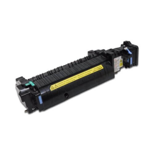 The HP Color LaserJet RM2-0011 Fuser Kit is a black replacement part with warning labels and colored tabs, designed for your laser printer or copier.