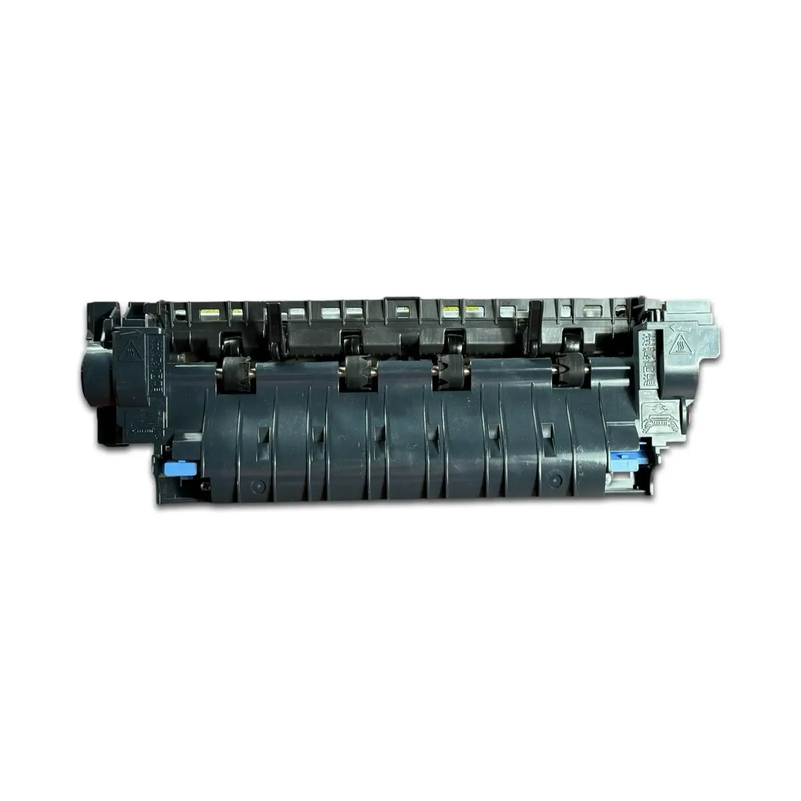 The HP LaserJet RM1-8395 100V Fuser for M601, M602, and M603 printers is black with visible rollers and mechanical parts, shown isolated on a white background.