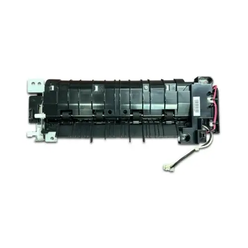 The HP LaserJet RM1-6274 Fuser Assembly 110V for P3015, in black plastic with connectors and wires, is shown on a white background.